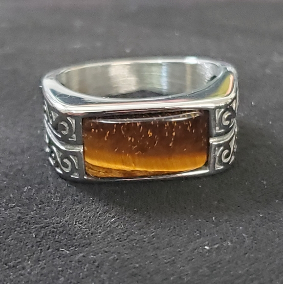Men's Yellow Tiger's Eye Stainless steel Ring - Picture 7 of 7